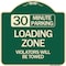 Signmission 30 Minute Parking Loading Zone Violators Will Towed Heavy-Gauge Alum Sign, 18" x 18", G-1818-24425 A-DES-G-1818-24425 - alternate 1